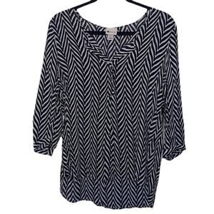 3 for $25- Stylus Women's Size Medium Black & White 3/4 Sleeve Top NWT